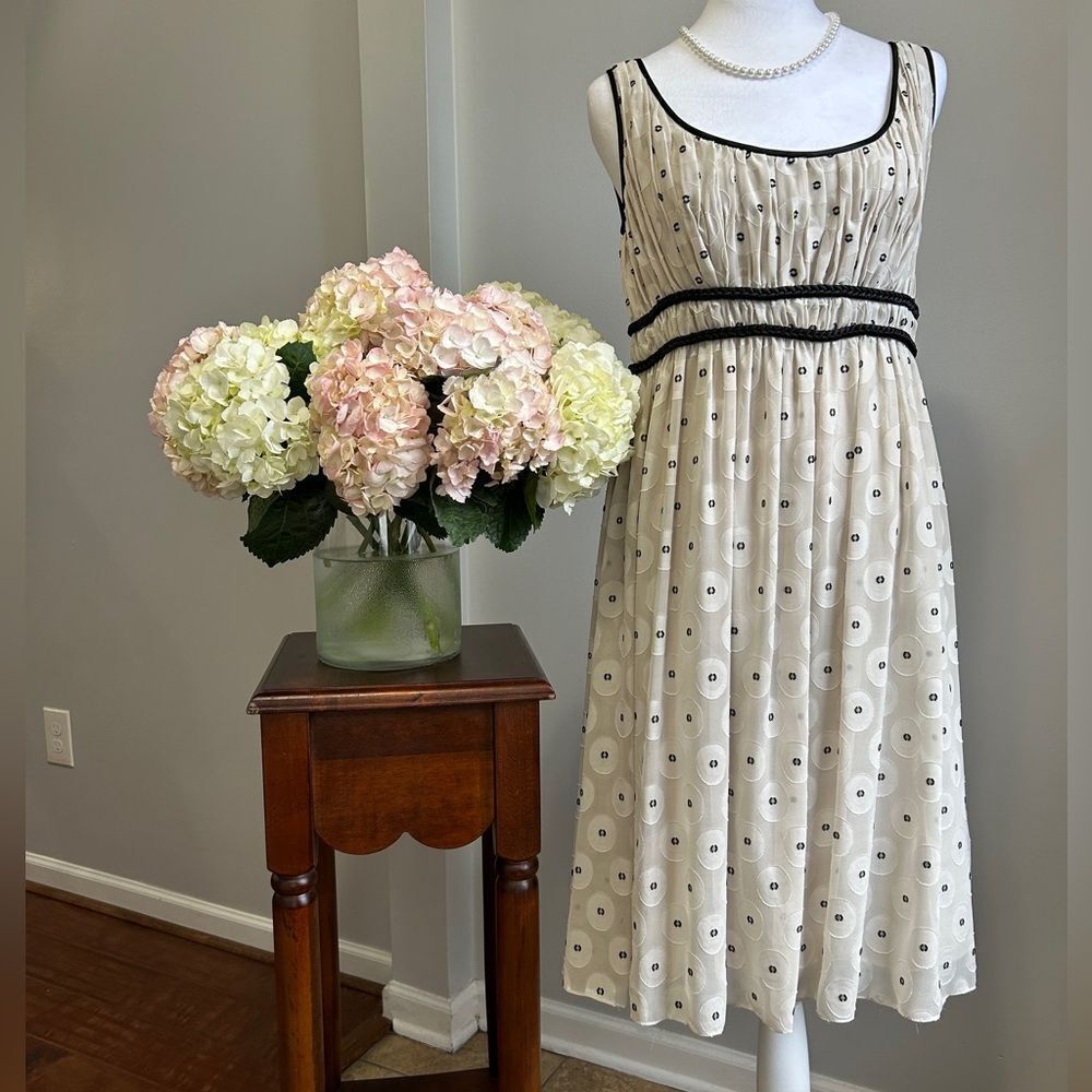 Adrianna Papell Cream Midi Sundress with Scoop Neck
